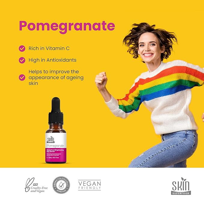 Pomegranate Superfood Brightening Oily Eye Serum 100% Natural and Vegan 0.53 Fl Oz (15ml)