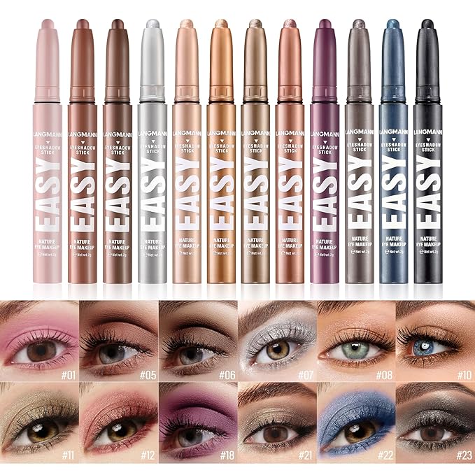 Jolilab Eyeshadow Stick Set, 2 Colors Matte Professional Bright-Colored Contouring and Highlight Eyeshadow Stick, Cream Waterproof Long Lasting High Pigmented Eye Shadow. (2, 07+12)