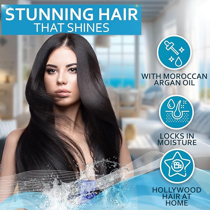 Biotin Heat Protection Hair Spray with Moroccan Argan Oil - Thermal Resistant Styling Products for Women - Frizzy, Black and Curly Hair - Anti Frizz, Leave In Conditioner - Flat Iron and Blow Dry