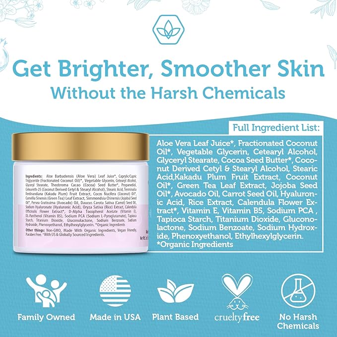 Advanced Vitamin C Face Cream - Brightening & Nourishing with Jojoba Oil, Kakadu Plum for Fine Lines, Wrinkles