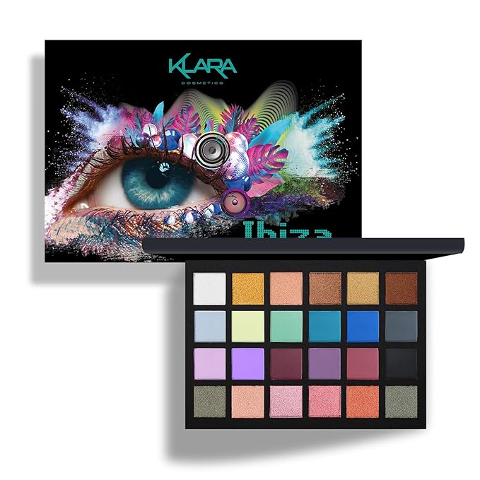 24 Shade Eyeshadow Palette Ibiza glamorous shimmers bold mattes strong pastel tones long lasting full pigment