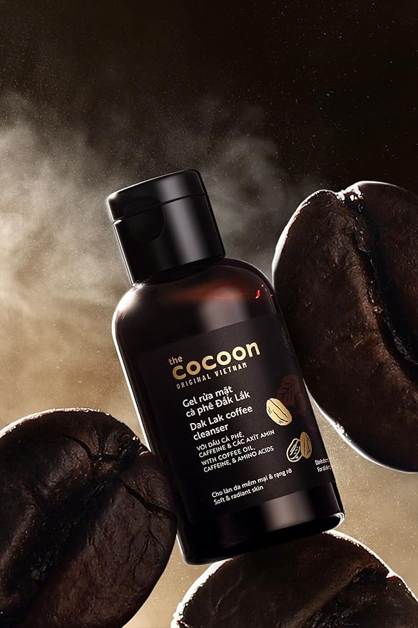 Cocoon Dak Lak Coffee Cleanser, Vegan Facial Cleanser Low PH, Daily Face Wash for All Skin Types, Gentle Makeup Remover, With Antioxidants for Glowing Skin & Less Visible Pores