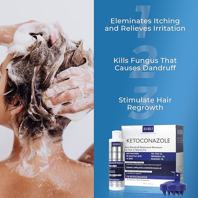 Anti Dandruff Shampoo for Men & Women | Extra Strength Medicated Shampoo with 2% Salicylic Acid and Tea Tree Oil for Itchy, Dry Scalp, Flakes and Build-Up | Sulfate Free 200ml