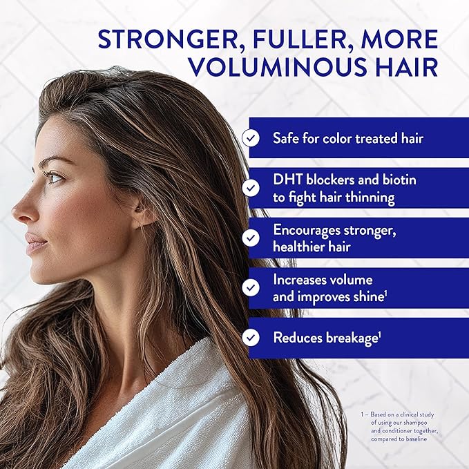 Routine Wellness Anti-Thinning Shampoo and Conditioner Set for Thinning Hair - Biotin DHT Blocker for Men - Color Safe Shampoo for Hair Loss & Healthier Hair - Father's Day Mens Scent (Pack of 2)