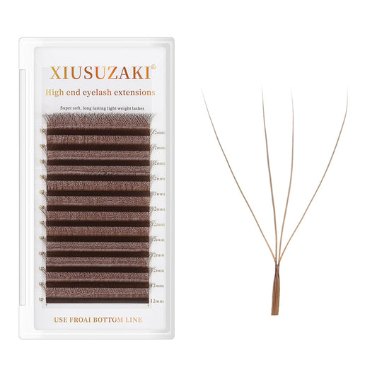 Lash Extensions Brown 4D W Eyelash Extensions W Shape 0.07mm Thickness C Curl 11mm Premade Fans Lashes Colored Lash Extension Volume Lashes Individual Lashes(W-Brown-4D-0.07-C,11mm)
