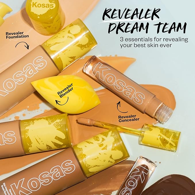 Kosas Revealer Skin-Improving Foundation with SPF 25 Protection -Hydrate, Brighten, Soothe, Plump, Protect Skin - Smoothing Texture, Natural Finish and Clean Formula - Light+ Neutral Warm 170