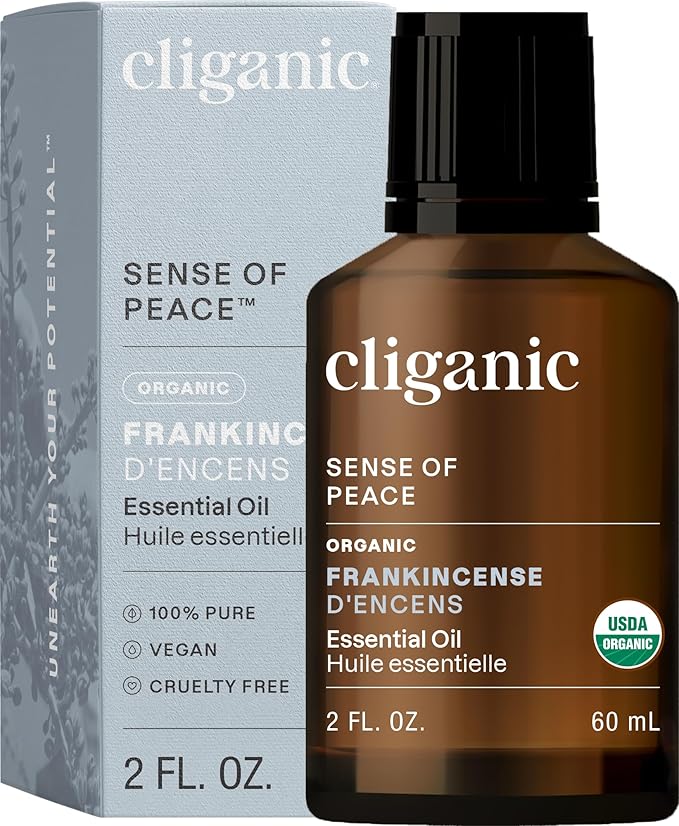 Cliganic Organic Frankincense Essential Oil - 100% Pure Natural for Aromatherapy Diffuser | Non-GMO Verified (Packaging May Vary)
