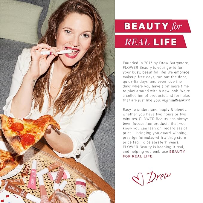 FLOWER BEAUTY By Drew Barrymore Petal Pout Lip Mask - Hydrating + Moisturizes Lips - Mango + Cocoa Butter - Lip Tint - Natural Color + Semi-Glossy Finish (Sangria)