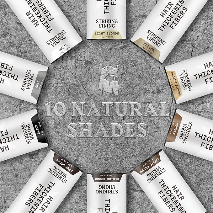 Striking Viking Hair Fibers for Thinning Hair, Dark Brown (28g) - Long Lasting, Undetectable Natural Building Powder for Thicker Looking Results, Men & Women