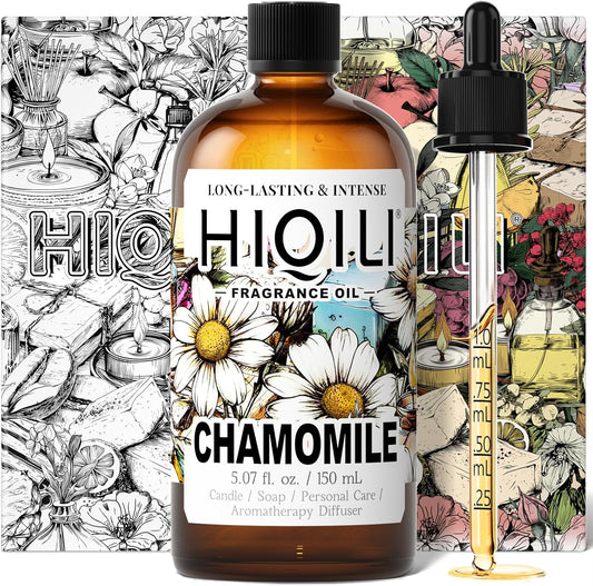 HIQILI Chamomile Fragrance Oil for Candle, Soap Making, Use in Essential Oil Diffusers, Add to Body Lotion, Laundry Dryer Balls - 5.07 Fl Oz