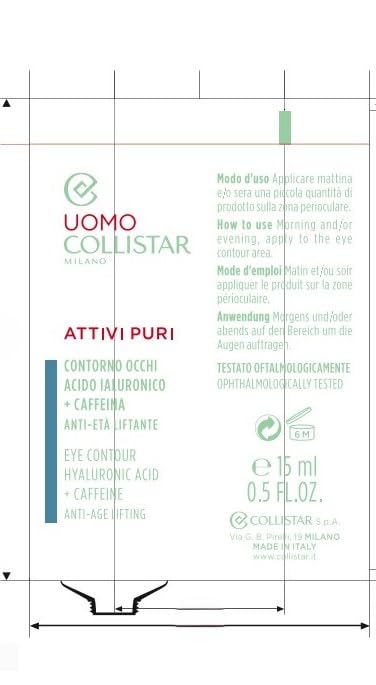 Collistar Uomo Attivi Puri Contorno Occhi Acido Ialuronico + Caffeina Anti-età Liftante, Eye Contour Hyaluronic Acid 15 ml, 0.5 Fl Oz Made in Italy [italian import]