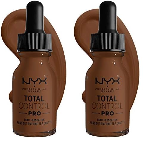 NYX PROFESSIONAL MAKEUP Total Control Pro Drop Foundation, Skin-True Buildable Coverage - Cocoa (Pack of 2)