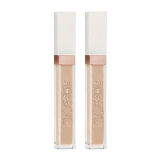 FLOWER Beauty Light Illusion Full Coverage Concealer | Hydrating, Weightless Formula Conceals, Corrects, Covers Dark Circles, Imperfections, Fine Lines and Fatigue | All-Day Wear – Sand (Pack of 2)