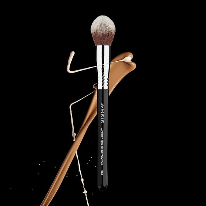 Sigma Beauty F79 Concealer Blend Kabuki Brush – Tapered Concealer Brush for Stippling Any Color-Correcting or Concealing Formula, Use Professional Makeup Brush with Liquid, Cream, or Powder Products