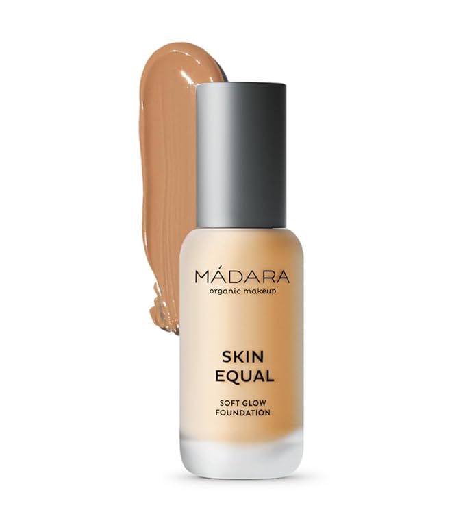 MÁDARA Organic Skincare | Skin Equal Soft Glow Foundation SPF15 Sand 40-30 ml, Mineral foundation with hyaluronic acid, Buildable medium coverage, Dewy foundation, Vegan, COSMOS natural certified