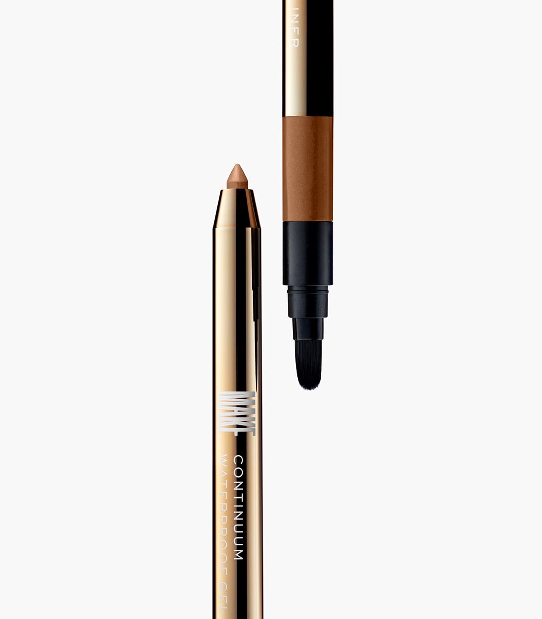 MAKE Beauty Continuum Waterproof Gel Eyeliner Pencil. Creamy, Pigmented Multi-Use, including Waterline with Built-in Sharpener and Blending Brush. Smudge-Proof Makeup. Shade - Otherworld, Bronze