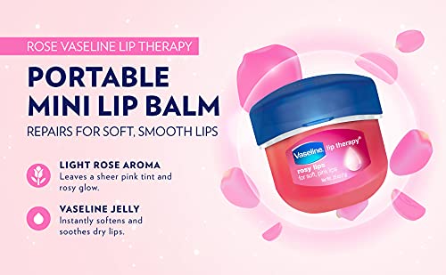 Vaseline Lip Therapy Lip Balm Mini, Rosy Lips | Lip Repair in a Container for Cracked, Dry Lip | Travel Size 0.25 oz (Pack of 4)