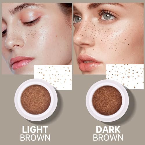 Freckle Stamp Natural Like Freckle Pen Makeup Fake Freckles Cushion Waterproof Long Lasting Quick Dry, Get Sun-kissed Stars Makeup in One Press, Dark Brown, 15 g