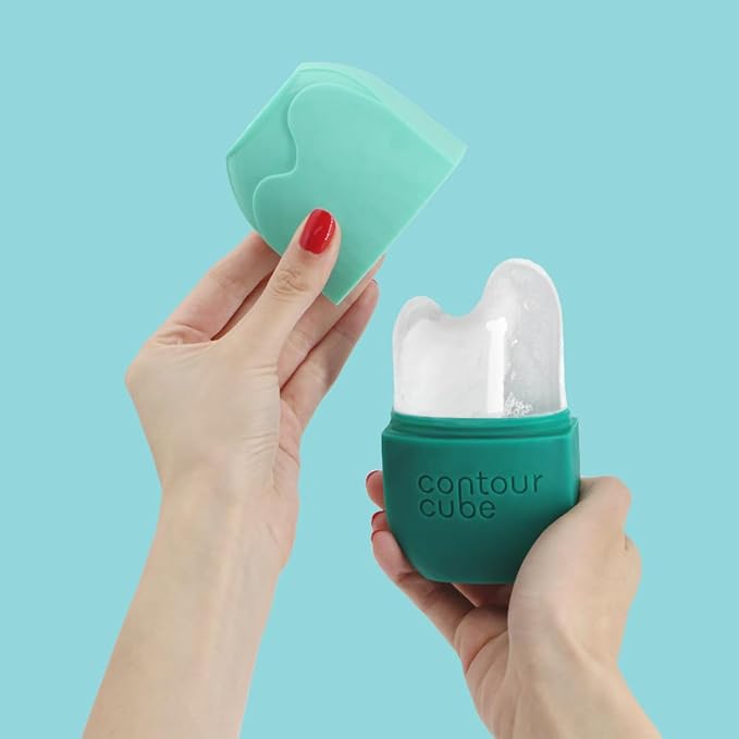 Contour Gua Cube - Gua Sha Face Massage Tool - Ice Roller for Sculpting, De-Puffing & Lymphatic Drainage - Face Ice Roller & Massager - Compact Skin Care Tools for Daily Skincare & Travel - Jade