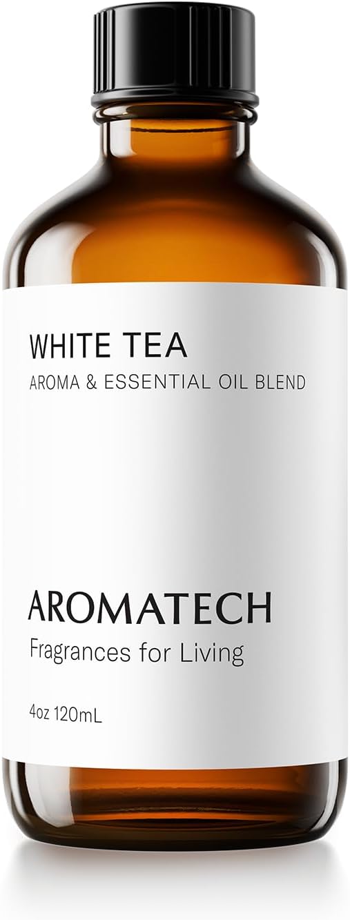 AromaTech White Tea Aroma Essential Oil Blend: Luxury Hotel Inspired Aromatherapy with White Tea, Orange & Palo Santo for Ultrasonic Diffusers & Nebulizers - 4 fl oz, 120 mL