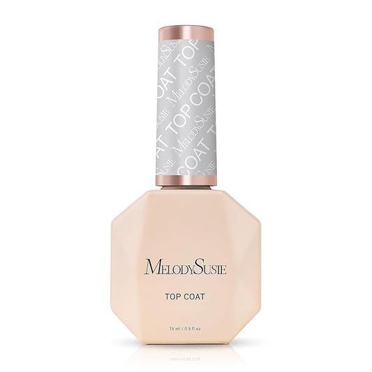 MelodySusie No Wipe Glossy Top Coat Long Lasting Shine Finish Soak Off UV LED Nail Lamp Nail Polish Art Design Manicure Kit Perfect Gifts for Women Girls 1 Pcs 15ml Clear