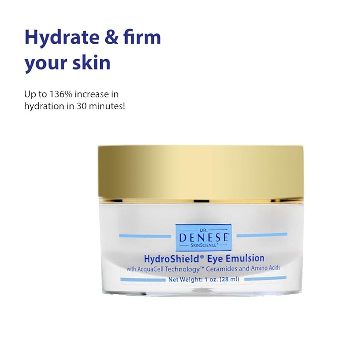 Dr. Denese SkinScience HydroShield Eye Emulsion Increased Hydration with Botanical Stem Cells, Sodium PCA, Watermelon Extract, Ceramides & Amino Acids - Improve the Look of Lines & Wrinkles - 1oz