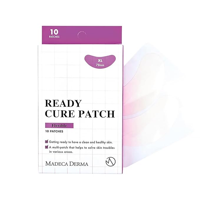 Madeca DERMA Ready Cure Patch Flexible – XL Hydrocolloid Patches for Large Area Coverage, Perfect for Acne, Zits, Blemishes, White & Blackhead Wound Care (10 Patches/Extra Large Size / 78mm)