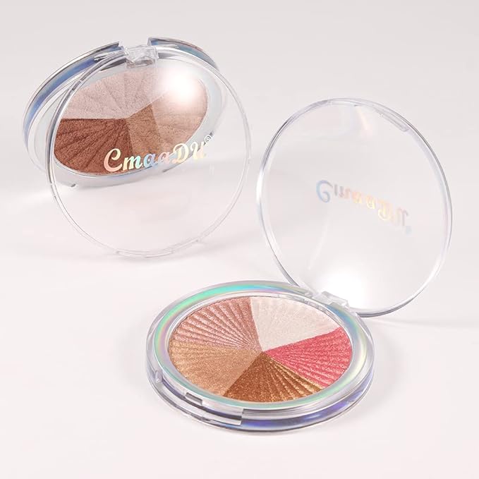 evpct Shimmer Highlighter Highlight Makeup Contour Palette iluminadores de maquillaje, 5 Colors Highlighter+Makeup White Shimmer Blush Bronzer and Makeup Highlighter Powder Palette Illuminators B02