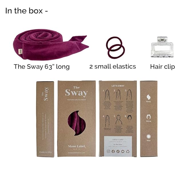 Heatless Hair Curling Ribbon Wrap: The Sway Original Heatless Curling Ribbons | Luxe Velour | Mane Label Hair Co. (Wine)
