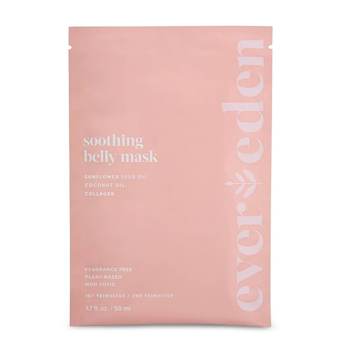 Evereden Soothing Belly Mask for Stretch Marks - 2nd/3rd Trimester Size | 1 count | Belly Mask for Pregnancy | Clean Pregnancy Skincare | Non-toxic and Fragrance Free