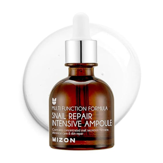 MIZON Snail Repair Intensive Ampoule with Snail Mucin, Hyaluronic Acid & Vitamin E – Hydrating & Wrinkle Care Serum for Skin Elasticity & Repair (1.01 fl oz)