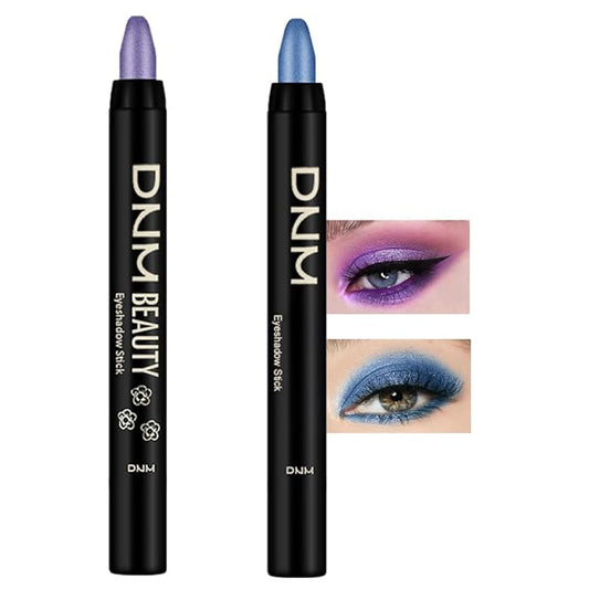 Kaely 2Pcs Cream Eyeshadow Stick Set for Eyes,Vioiet & Royal Blue Shimmer Pen,Eye Brightener Halloween Makeup,sombras para ojos,Smooth Eye Shadow Highlighter Crayon Pencil Waterproof,09+13
