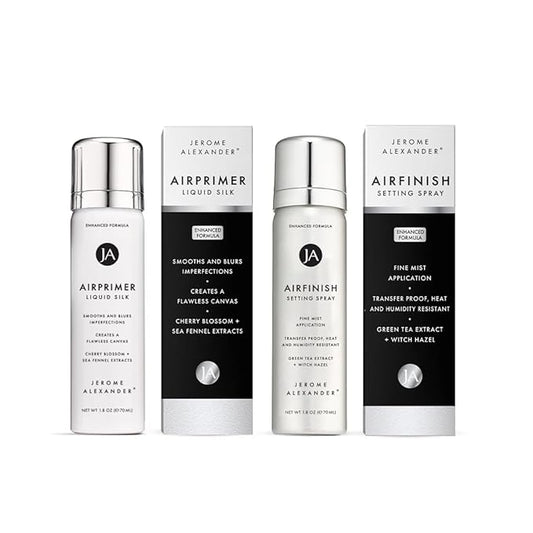 Jerome Alexander MagicMinerals Air Primer & Setting Spray Bundle – LiquidSilk Air Primer and AirFinish Setting Spray – Pore-Minimizing, Skin-Smoothing Formula for Long-Lasting, Flawless Matte Finish