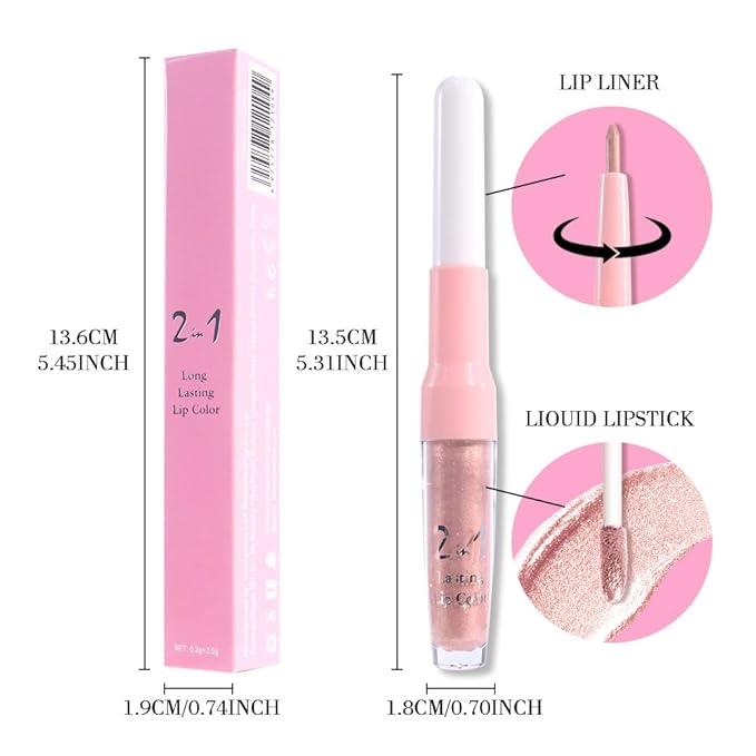 evpct Champagne Gold Metallic Glitter Lip Liner and Lipstick Combo Lip Gloss Stain Set Makeup for Women Long Lasting Waterproof 24, Blonde Frosted Metallic Shimmer Glossy iridescent Liquid Lipstick 05