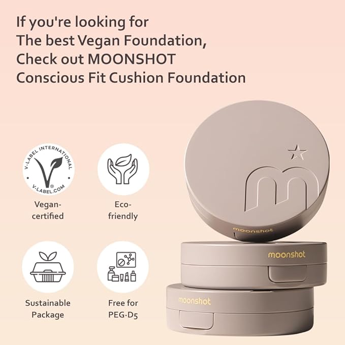 MOONSHOT KOREA Conscious Fit Cushion Foundation Flawless Coverage,Glass skin,Long-Lasting, Lightweight, Buildable Coverage,k-beauty (21N Cosmic Vanilla, [refill] Conscious Fit Cushion)