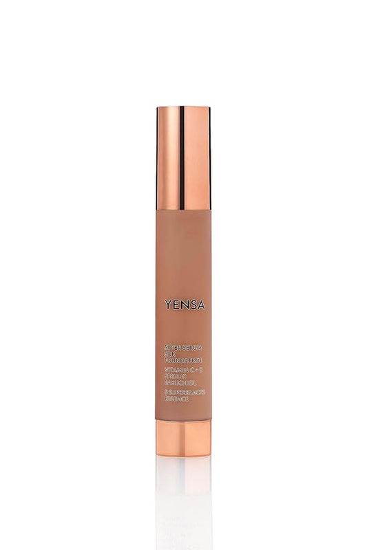 YENSA Super Silk Foundation - Full Coverage, Age-defying complex of Vitamin C, E, Ferulic, and Bakuchiol Oil (Deep 2) 1.0 fl oz