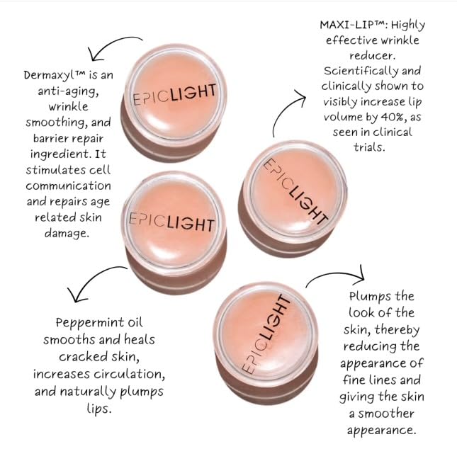 EpicLight Lip Flip Treatment Balm - Lip Balm and Plumper - Peptide Treatment for Lips Volume & Hydration - Plump, Smooth, and Moisturize Lips - Paraben & Sulfate-free, Non-Toxic Makeup