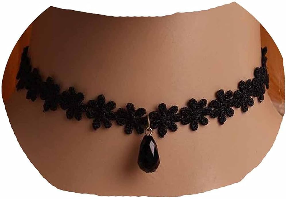 Black Choker Necklace Crystal Necklace Chain Short Collar Necklace Jewelry for Women and Girls