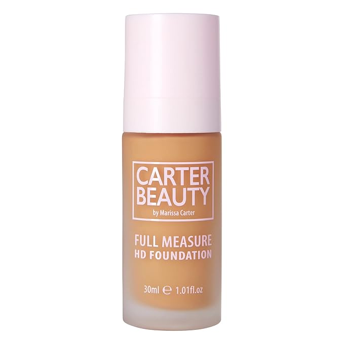 Carter Beauty Full Measure HD Foundation - Lightweight, Full Coverage Matte Formula - Water-Based Super Soft Skin Perfector - Vegan And Cruelty Free, Paraben And Sulfate Free - Sticky Toffee - 1.01 OZ
