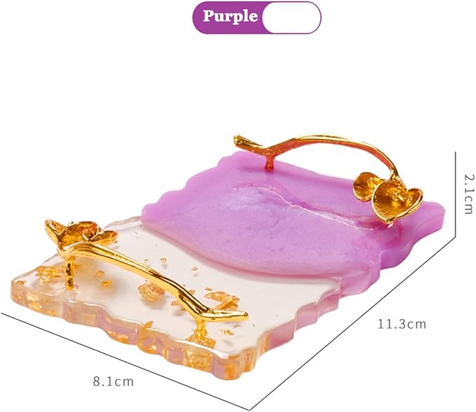 2023 Retro Nail Art Palette, Nail Painting Mixed Color Palette with Leaves Handle, Nail Holder Gel Color Makeup Display Board Pallet (Purple)