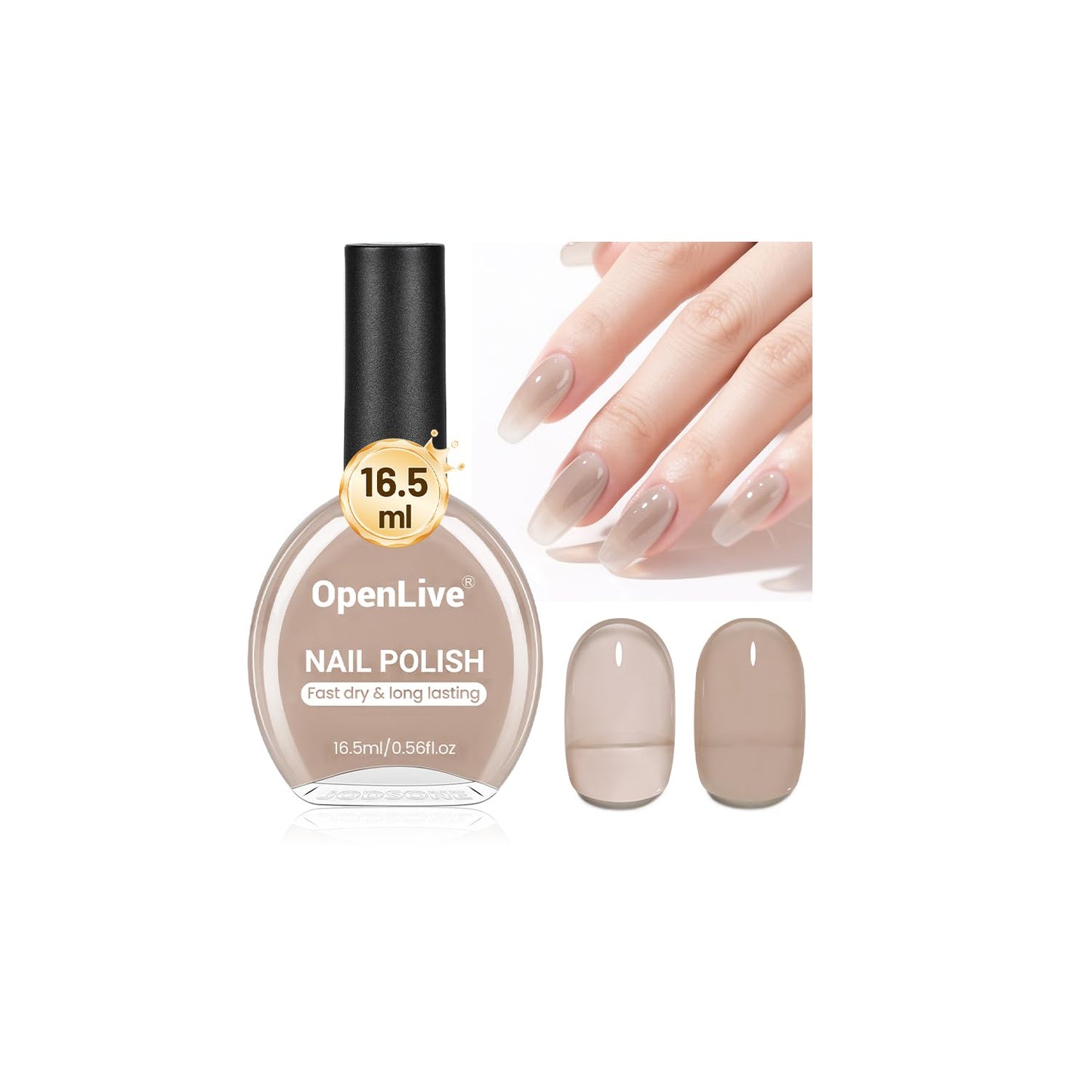 16.5ml Jelly Nude Brown Nail Polish Large Volume Quick Dry Nail Polish, Long Lasting Shine, Fingernail Toenail Nail Art DIY Home Travel Nail Art Gift