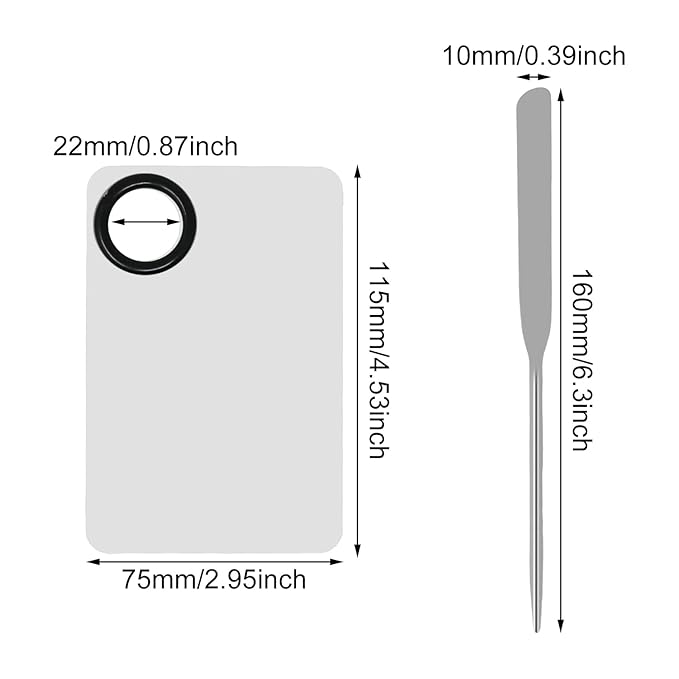 Honbay 1PCS Stainless Steel Makeup Spatula and 1PCS Makeup Mixing Palette with PU Leather Cover for Cosmetic Foundation Pigment Blending