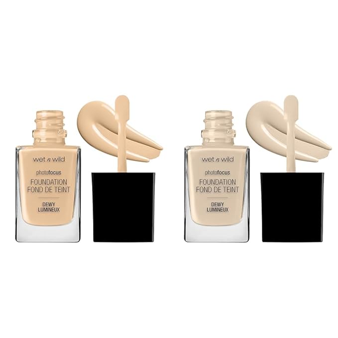 wet n wild Photo Focus Dewy Liquid Foundation Makeup Soft Beige & Nude Ivory