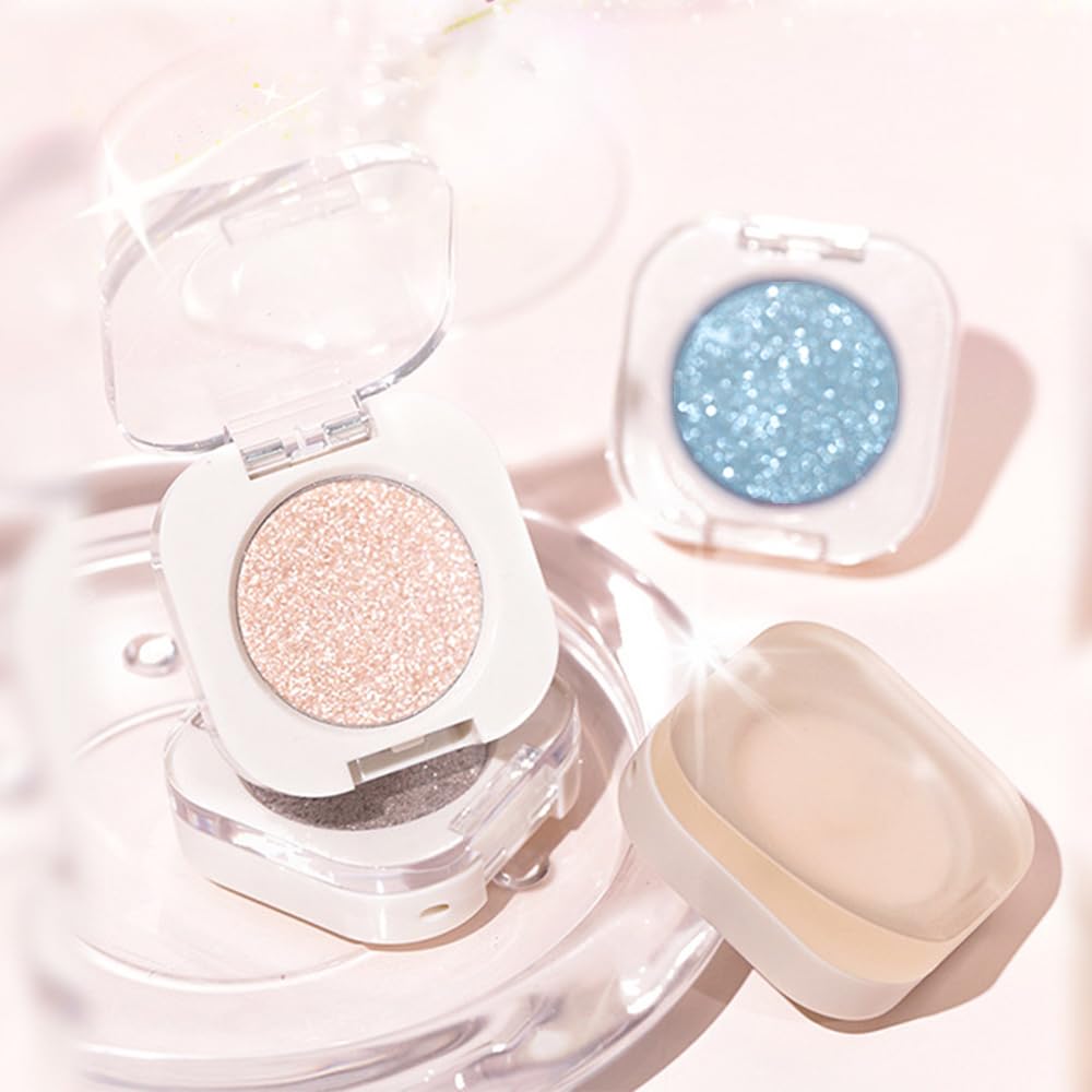 Light Blue Matte Eyeshadow Palette for Women, Single Monochrome Eye Shadow Makeup, Shiny Pressed Powder, Blendable Natural sombras para ojos, Holographic,Vegan,Travel -22