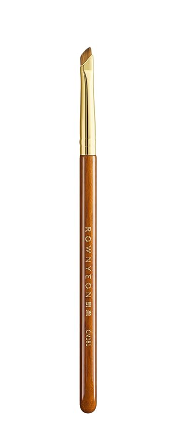 Desert Oak Series Precision Angled Eyeliner Brush - Ultra-Fine Nylon Bristles for Razor-Sharp Gel/Liquid/Powder Lines, Detail Work & Tightlining, Bubinga Handle & Brass Ferrule (CM 181)