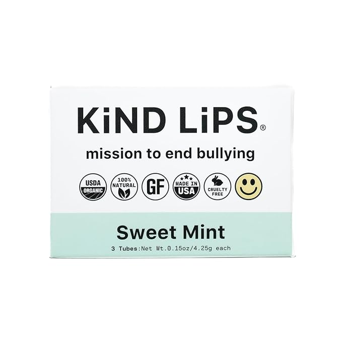 Kind Lips Lip Balm - Nourishing & Moisturizing Lip Care with Shea Butter, Beeswax & Vitamin E | Sweet Mint Flavor | 0.15 Ounce (Pack of 3)