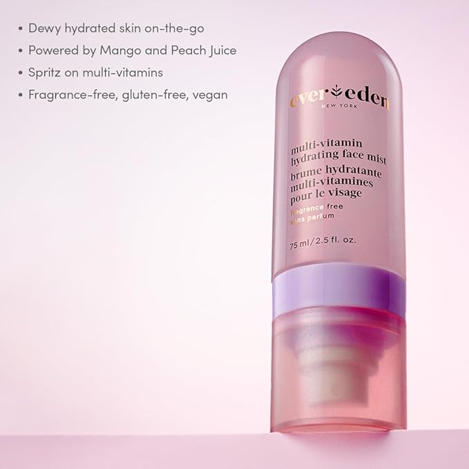 Evereden Kids Multi-Vitamin Hydrating Face Mist | Nourishing Face Spray, Preppy Skincare Essential for Ages 6+ | Clean Formula Safe for Sensitive Skin | Multi-Vitamin Complex, Peach & Mango Juice