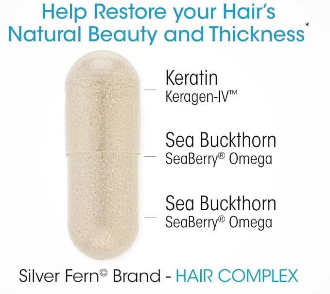 Silver Fern Hair Complex Hair Supplement - Each Bottle Contains a 30-Day Powder Supply - 1 Bottle