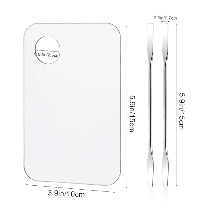 2PCS Acrylic Cosmetic Palette with 2PCS Spatula Tool,Makeup Palette Mixing Tray Apply for Foundation Eye Shadow Lipsticks Nail Art Professional Pigment Blending
