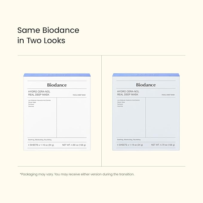 BIODANCE Hydro Cera-nol Real Deep Mask, Overnight Hydrogel Mask, Hydrating Facial Mask For Sensitive Skin, Redness Reducing & Quick Soothing Effect, Korean Skincare | 1.19oz(34g) x 4ea